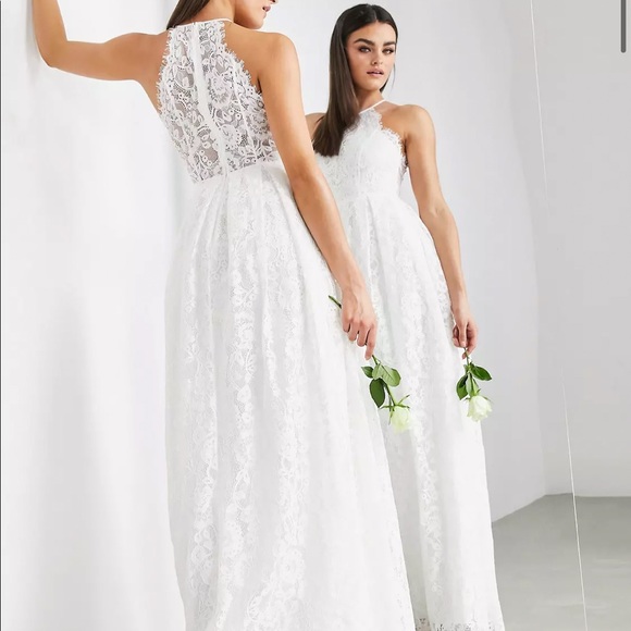 ASOS Lace Halter Neck Maxi Wedding Dress - Picture 5 of 12